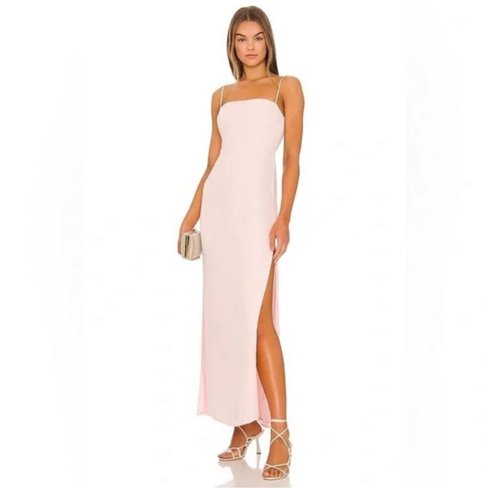 superdown Pale Pink Spaghetti-Strap Maxi Dress with Side Slit